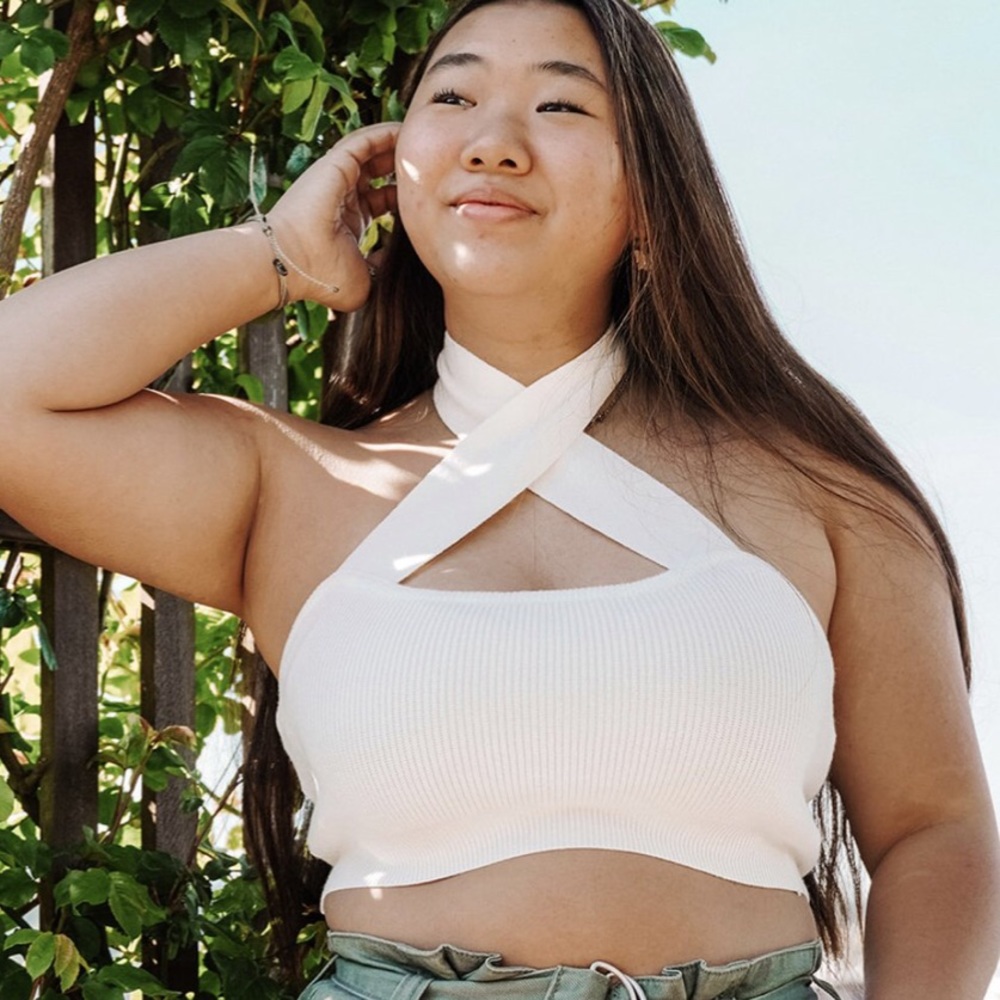 White cross strap tank